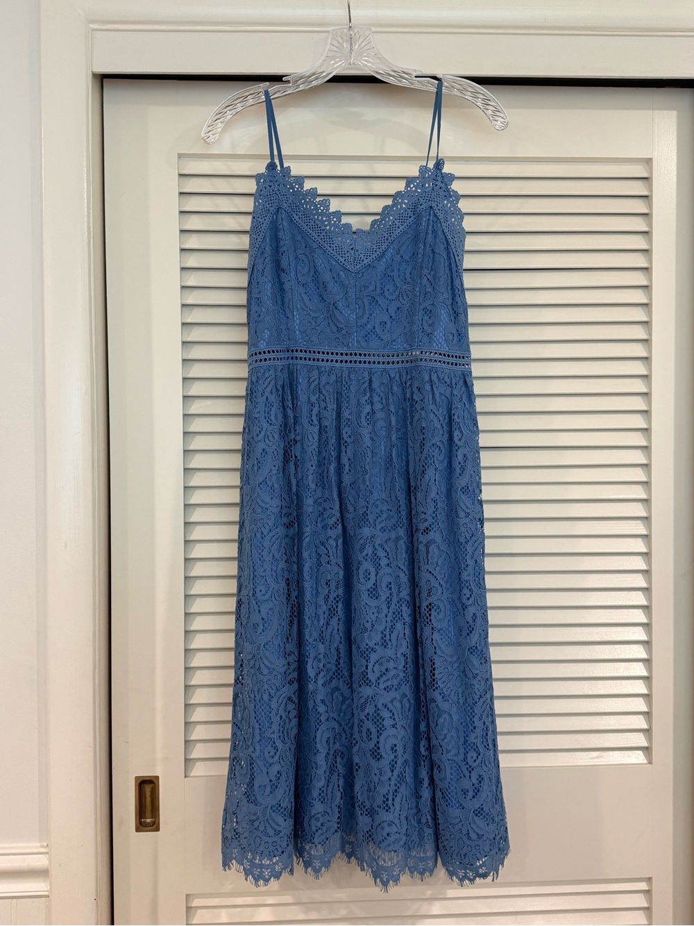 Altar'd State Blue Lace Spaghetti-Strap Midi Dress